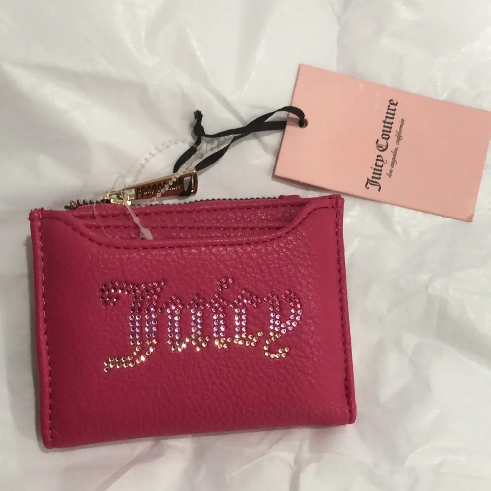 Juicy Couture pink flash breaking the rules bifold wallet with pullout card case